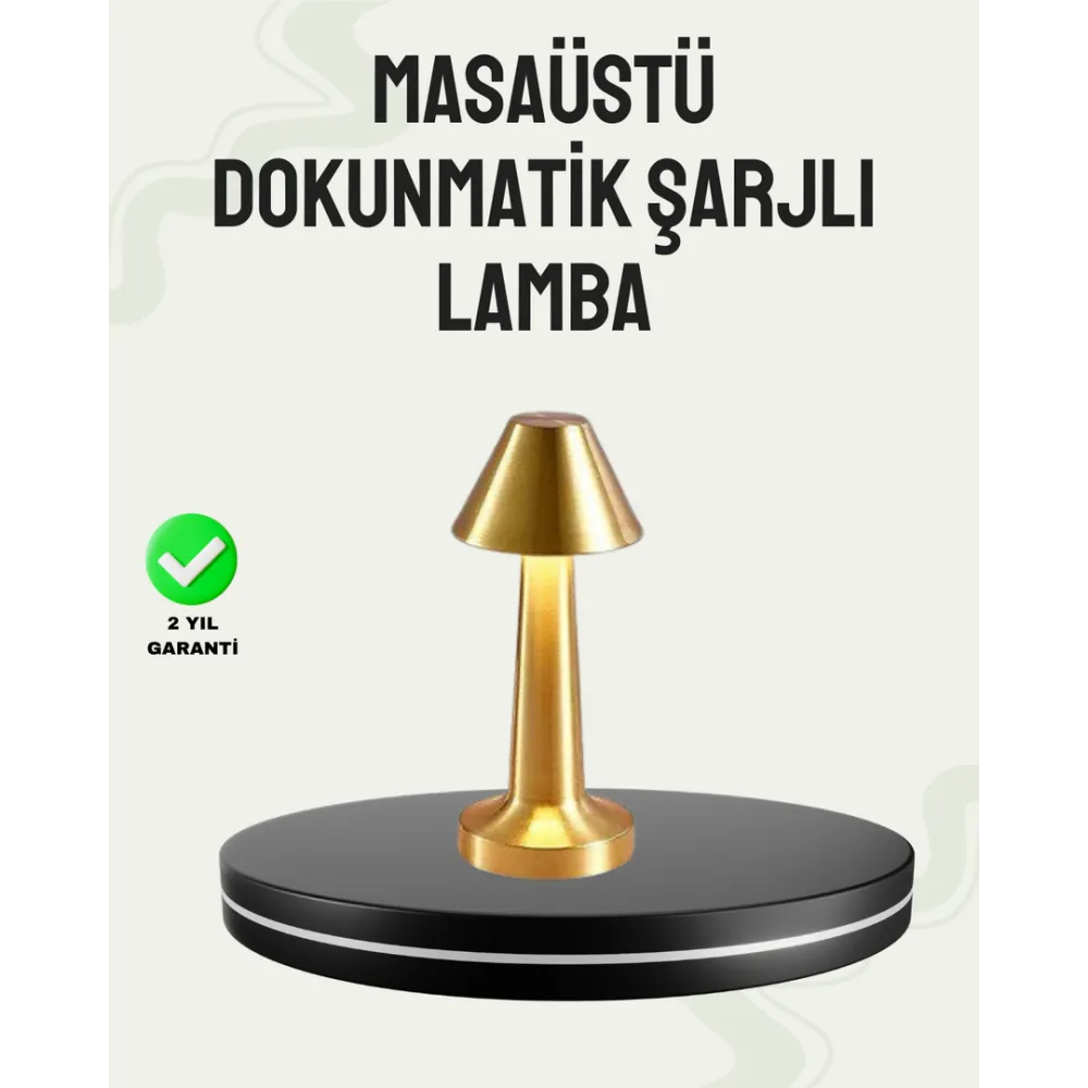 Kablosuz Led Masa Lambası 1800Mah 3 Renk Aydınlatma Dokunmatik