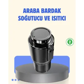 Araç İçi Akıllı Bardaklık Isıtıcı Soğutucu Dijital Ekranlı