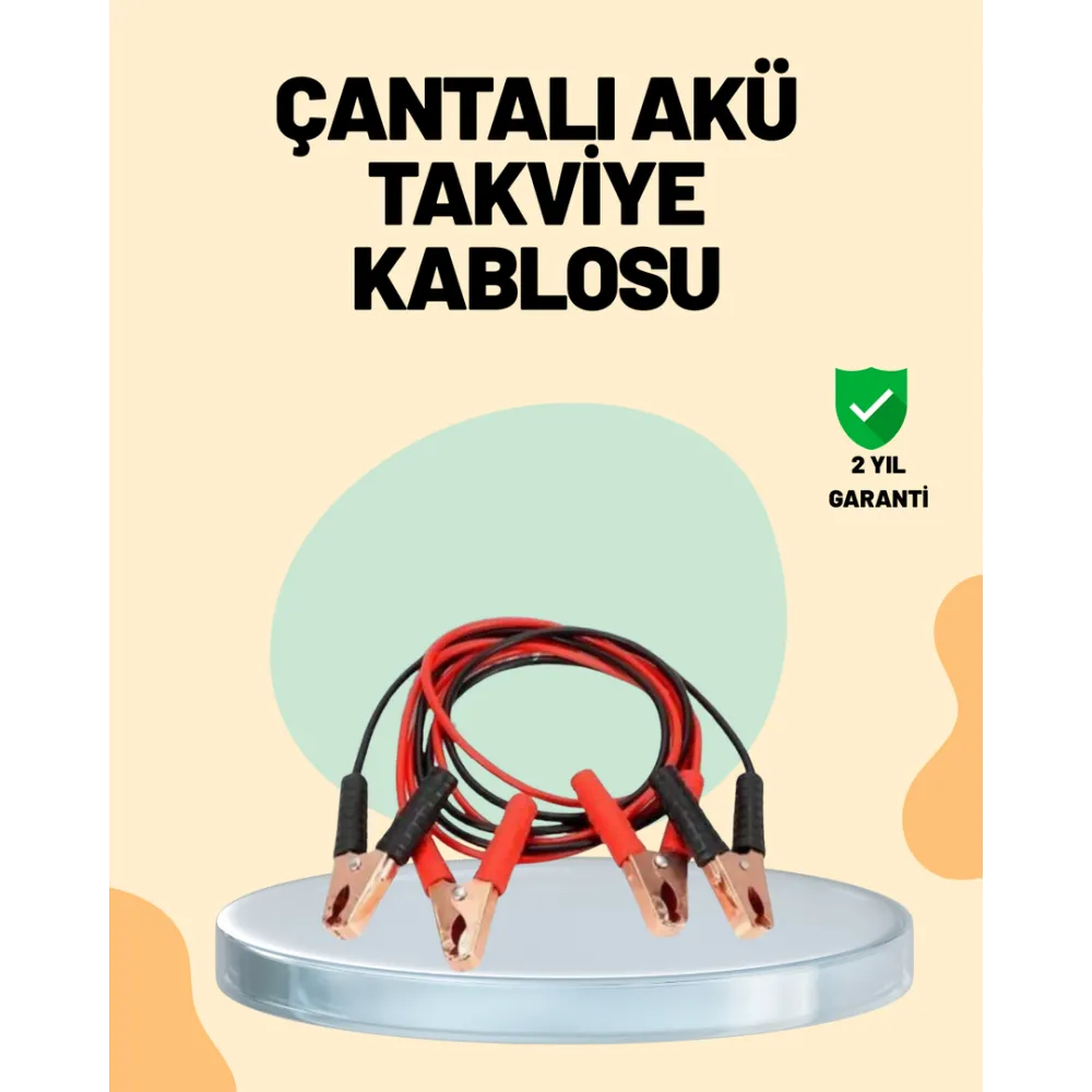 1200 Amper Jumper Kablo 2 Metre Bakır Uçlu Araç Takviye Seti