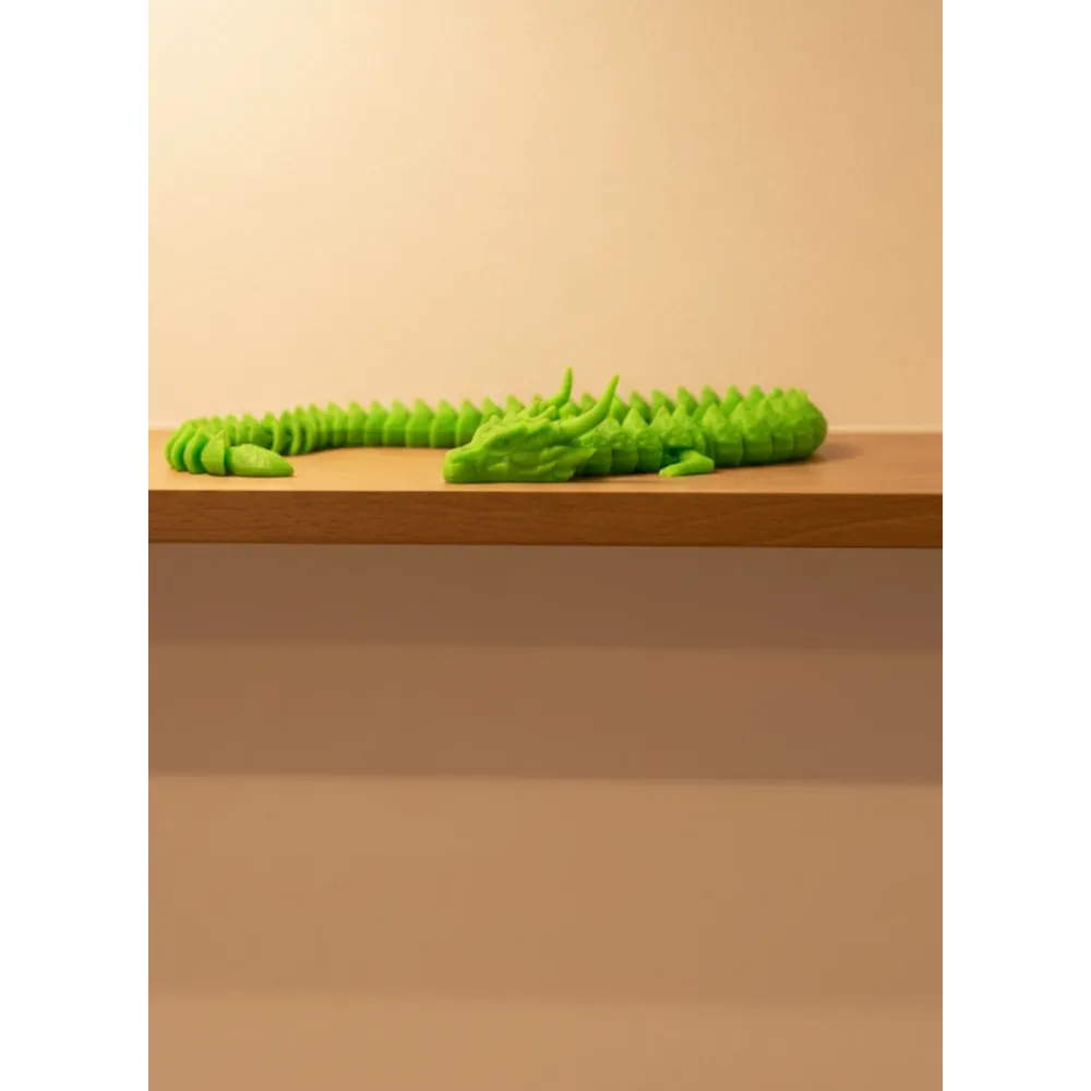 Hareketli Yeşil Ejderha Figür Uzun Gövdeli Koleksiyonluk Tasarım