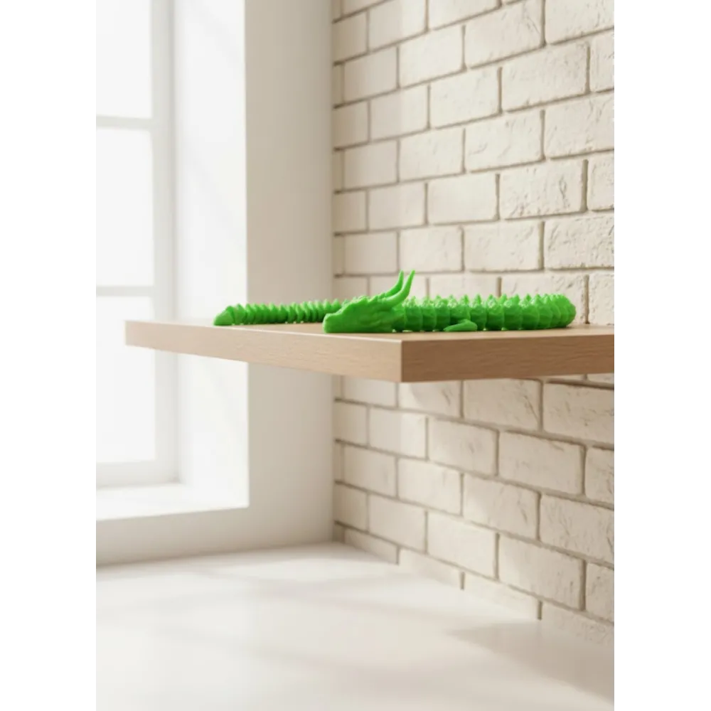 Yeşil Hareketli Ejderha Figürü Esnek Gövdeli Fantastik Dekor 60 cm
