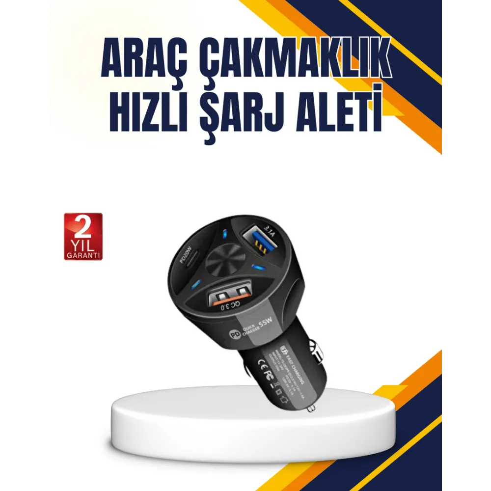Polygold Quick Charger 55W Araç Şarj Cihazı Pd Usb C Destekli