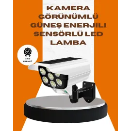 Solar Şarjlı Kamera Tasarımlı Led Duvar Lambası Hareket Sensörlü Dış Mekan Aydınlatma