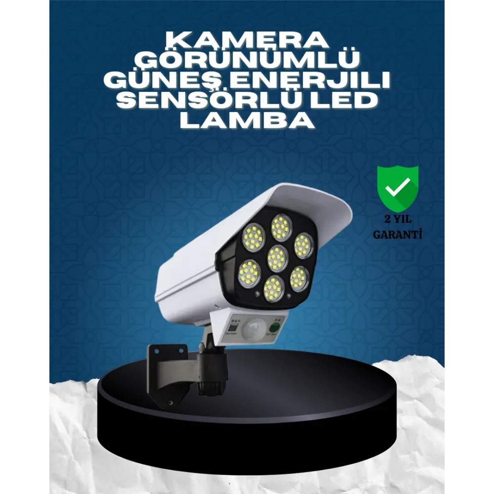 Güneş Enerjili Kamera Görünümlü Hareket Sensörlü Led Duvar Lambası Uzaktan Kumandalı