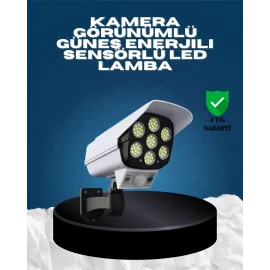 Güneş Enerjili Kamera Görünümlü Hareket Sensörlü Led Duvar Lambası Uzaktan Kumandalı