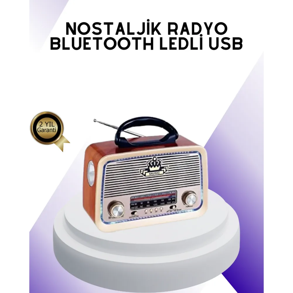 Nostalji Bluetooth Radyo Fm Am Sw Ahşap Eskitme Tasarım