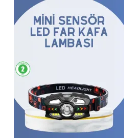 El Sensörlü Led Far Suya Dayanıklı Şarjlı Kafa Lambası