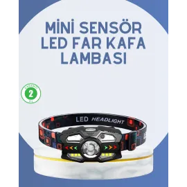 El Sensörlü LED Far Suya Dayanıklı Şarjlı Kafa Lambası