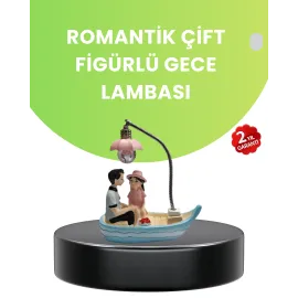 Oturan Çift Figürlü Led Masa Lambası Romantik Hediye