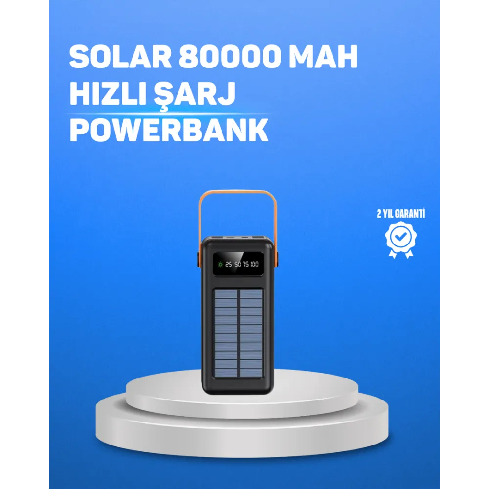 80000 Mah Yüksek Kapasiteli Powerbank Göstergeli Solar Şarj Cihazı