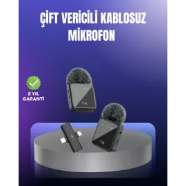 Vlog Podcast Ve Röportajlar İçin Kablosuz Çift Yaka Mikrofon