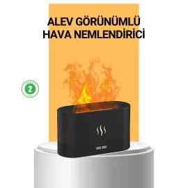 Modern Tasarımlı Alev Efektli LED Aromaterapi Hava Nemlendirici