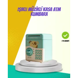 Atm Görünümlü Su Yeşili Otomatik Para Çeken Şifreli Kumbara