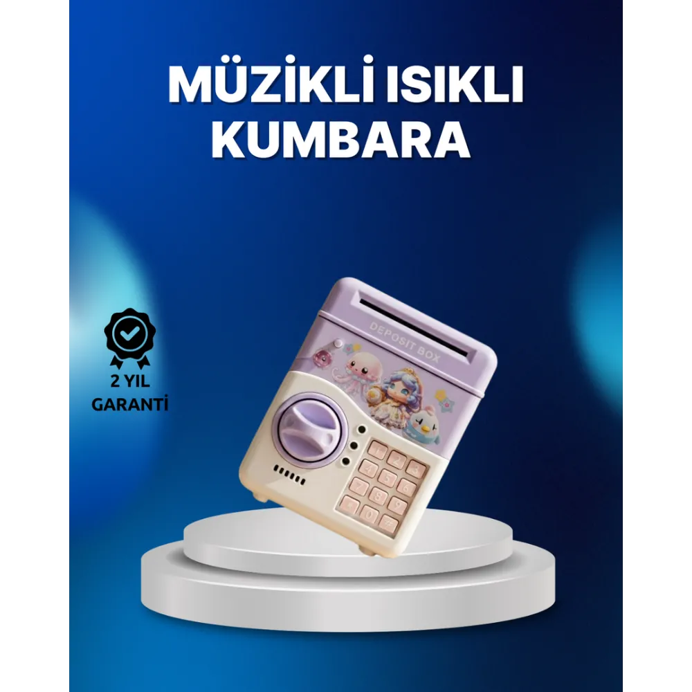 Mor Otomatik Para Girişli Elektronik Şifreli Kumbara