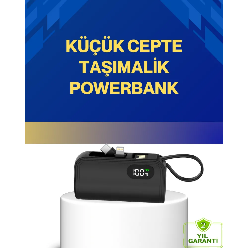 Led Göstergeli 2000Mah Cep Tipi Hızlı Şarj Powerbank