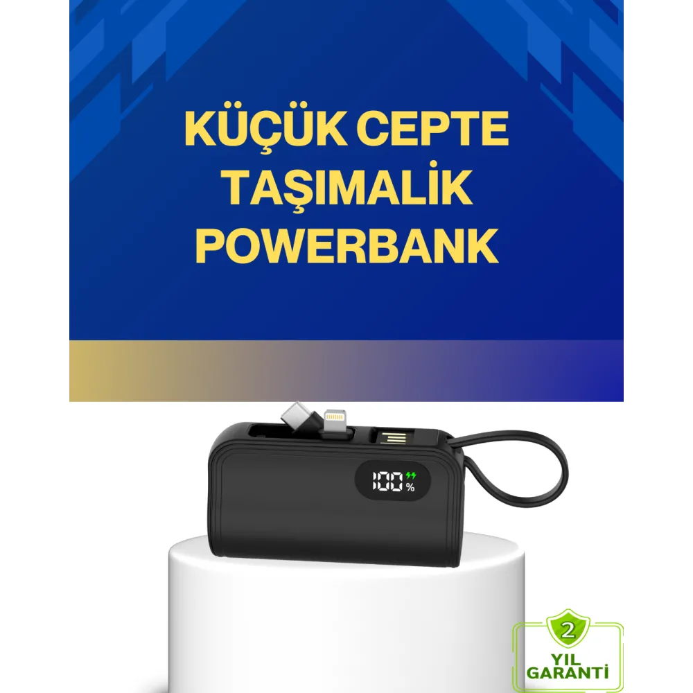 LED Göstergeli 2000mAh Cep Tipi Hızlı Şarj Powerbank