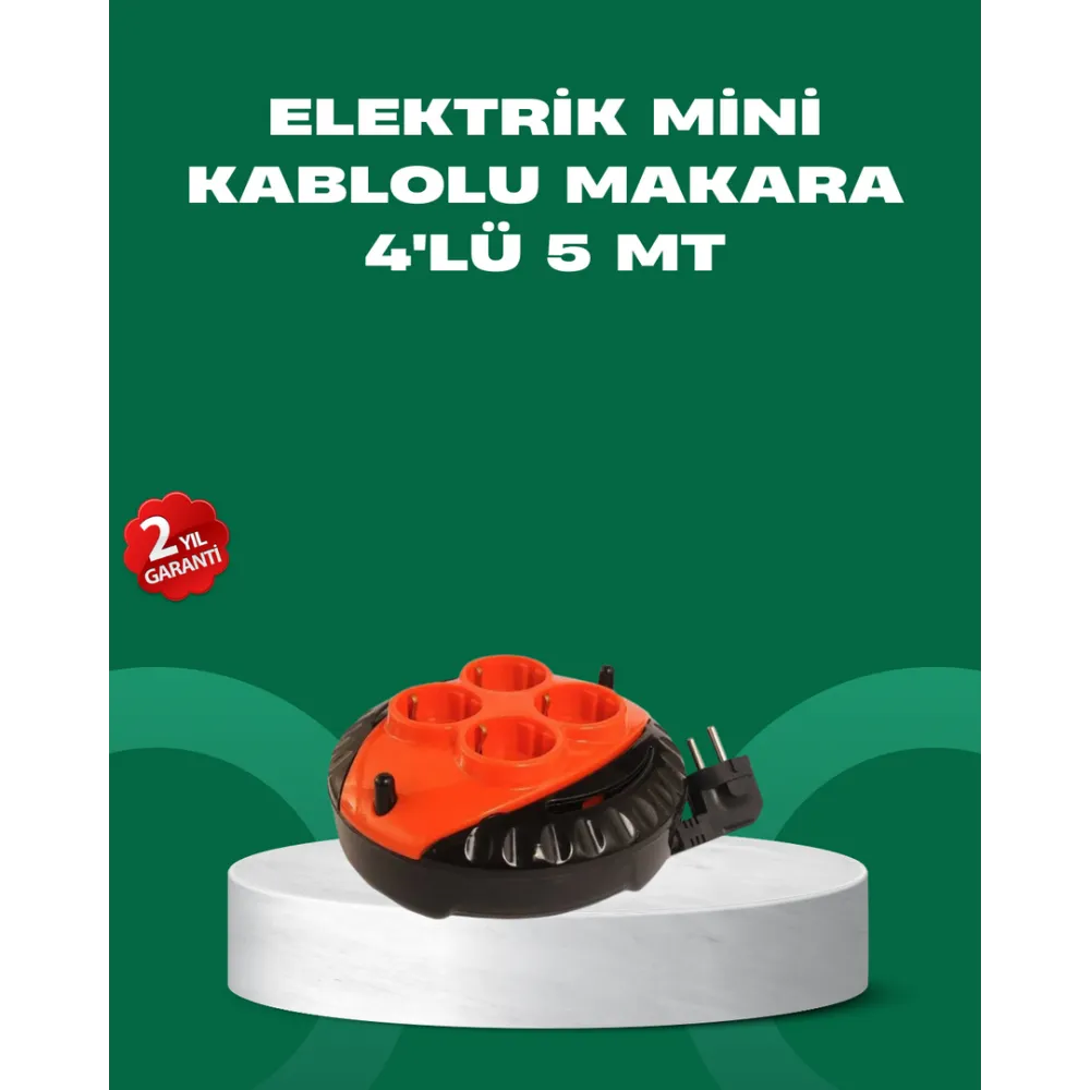 5 Metre Kablolu 4’lü Kırmızı Priz Makara