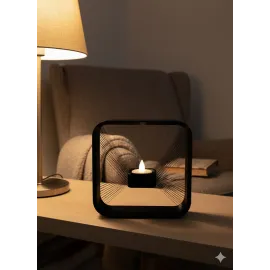 Kare Askılı Mumluk Duvara Asılan Şık Dekoratif Mumluk 16×16 Cm