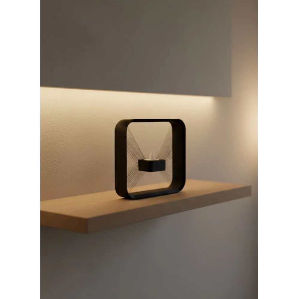 Askılı Kare Mumluk Duvar Dekoru Loş Salon ve Modern Mekanlar