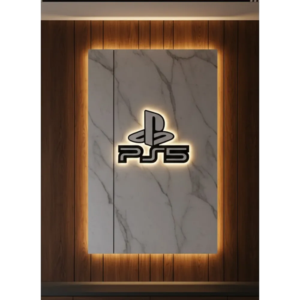Ps5 Logo Dekoratif Duvar Süsü Oyun Odası Ve Salon Uyumu
