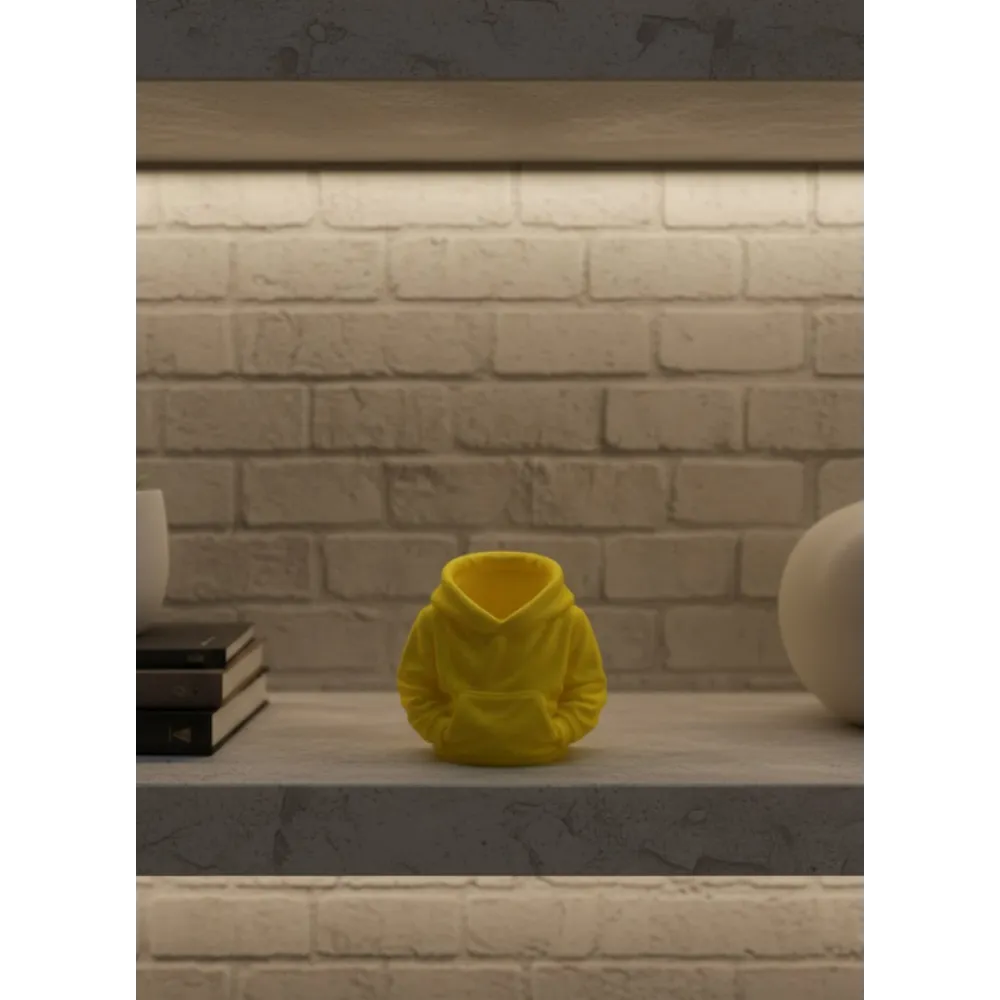 Dekoratif Sarı Hoodie Kalemlik 10X10 Cm