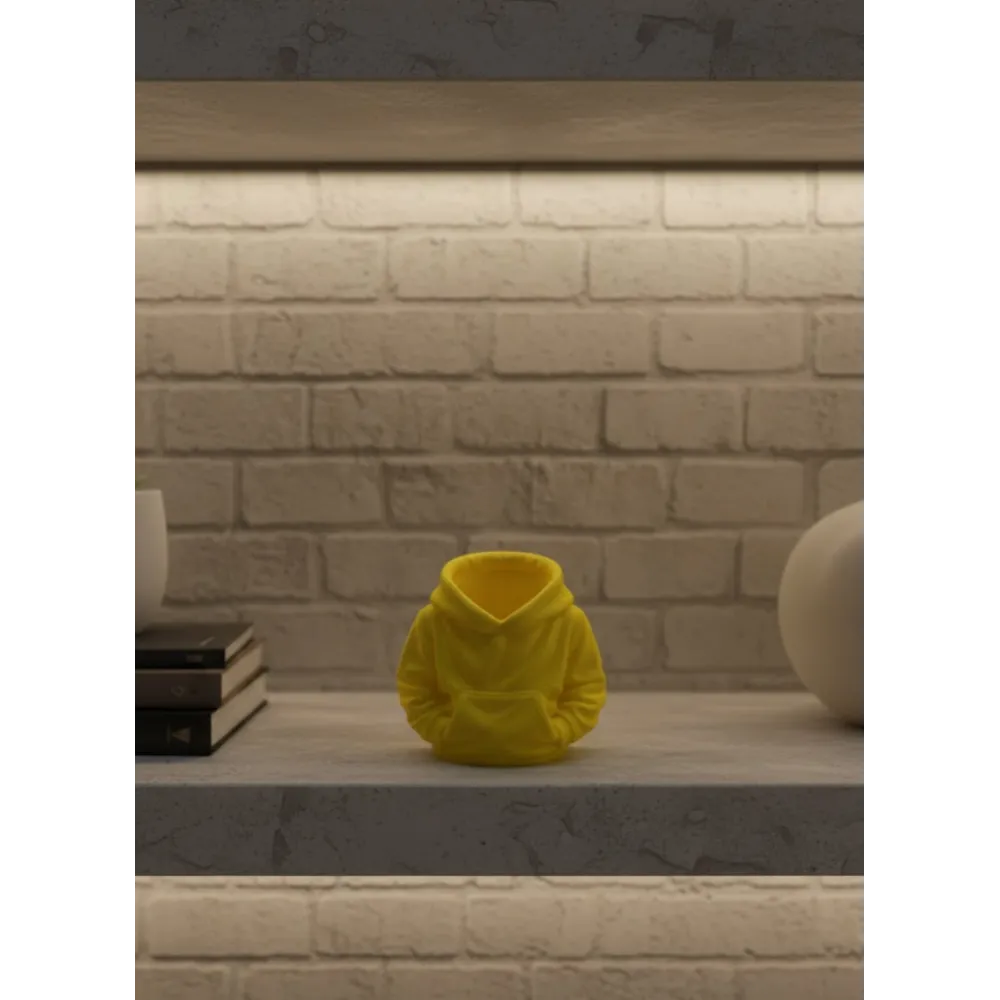 Dekoratif Sarı Hoodie Kalemlik 10x10 cm