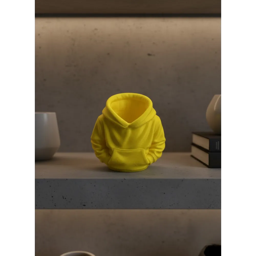 Sarı Hoodie Kalemlik 10X10 Cm Masa Üstü Düzenleyici