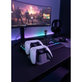 Antrasit İkili Gamepad Tutucu 7X18 Cm Masa Ve Raf Düzeni