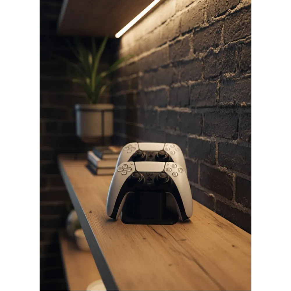 İkili Gamepad Tutucu Siyah 7X18 Cm Masa Ve Raf Düzeni