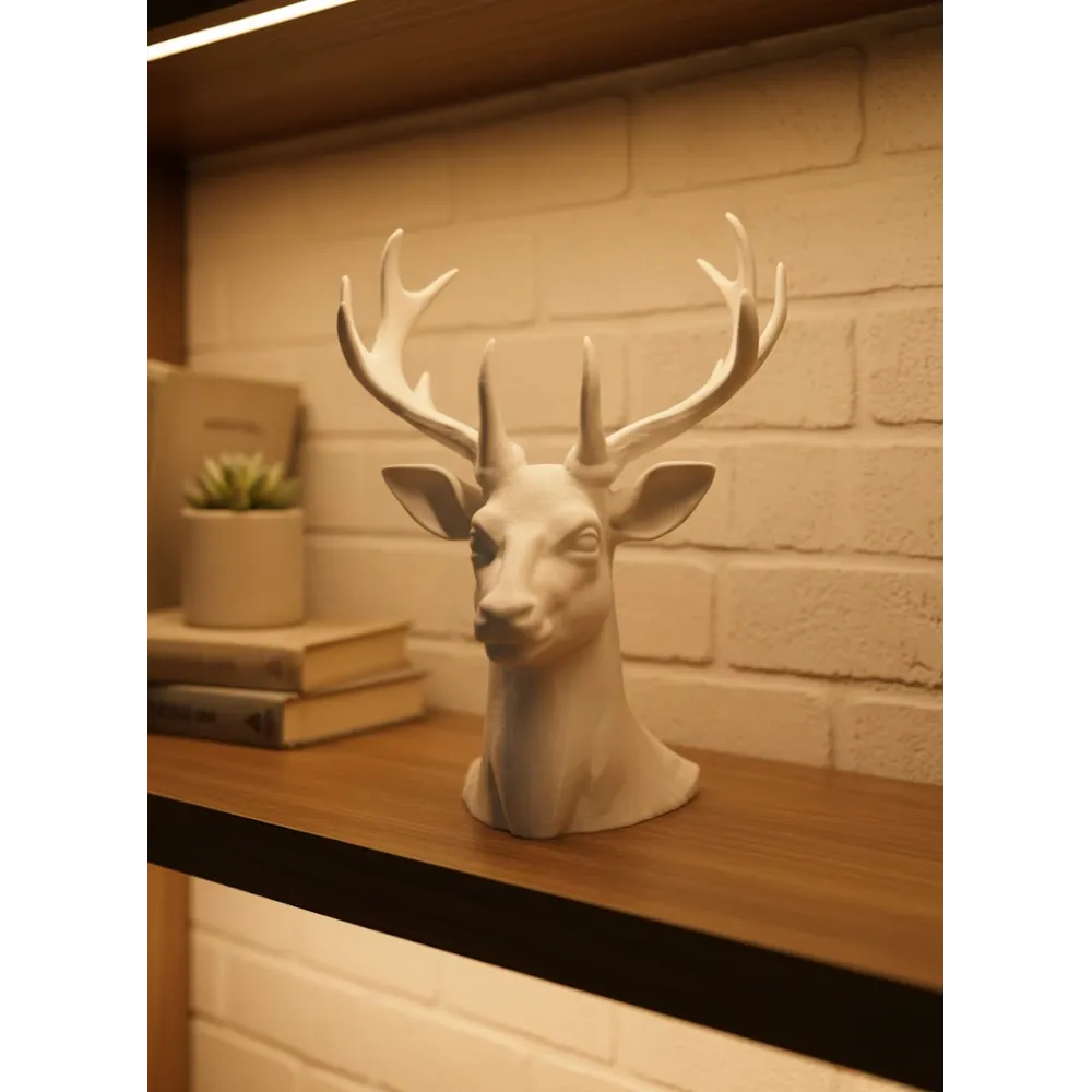 Beyaz Geyik Biblo 23 cm Dekoratif Modern Tasarım