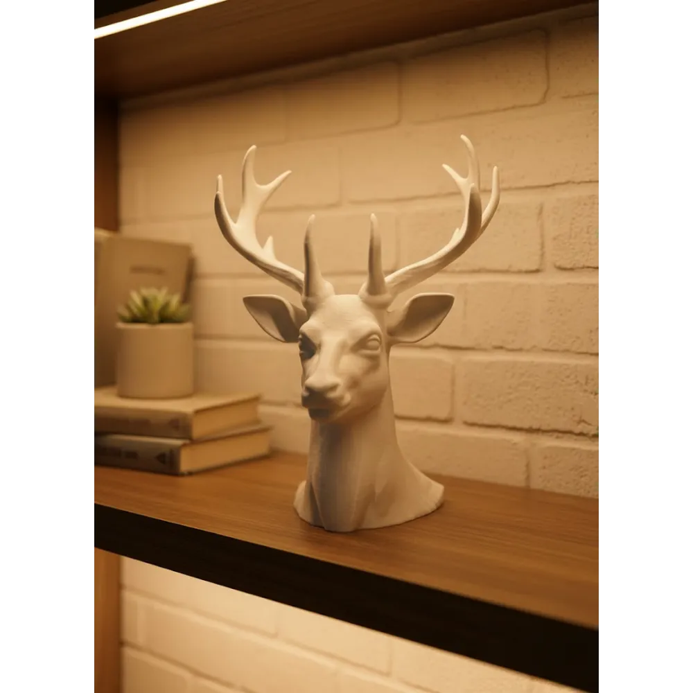Beyaz Geyik Biblo 23 Cm Dekoratif Modern Tasarım