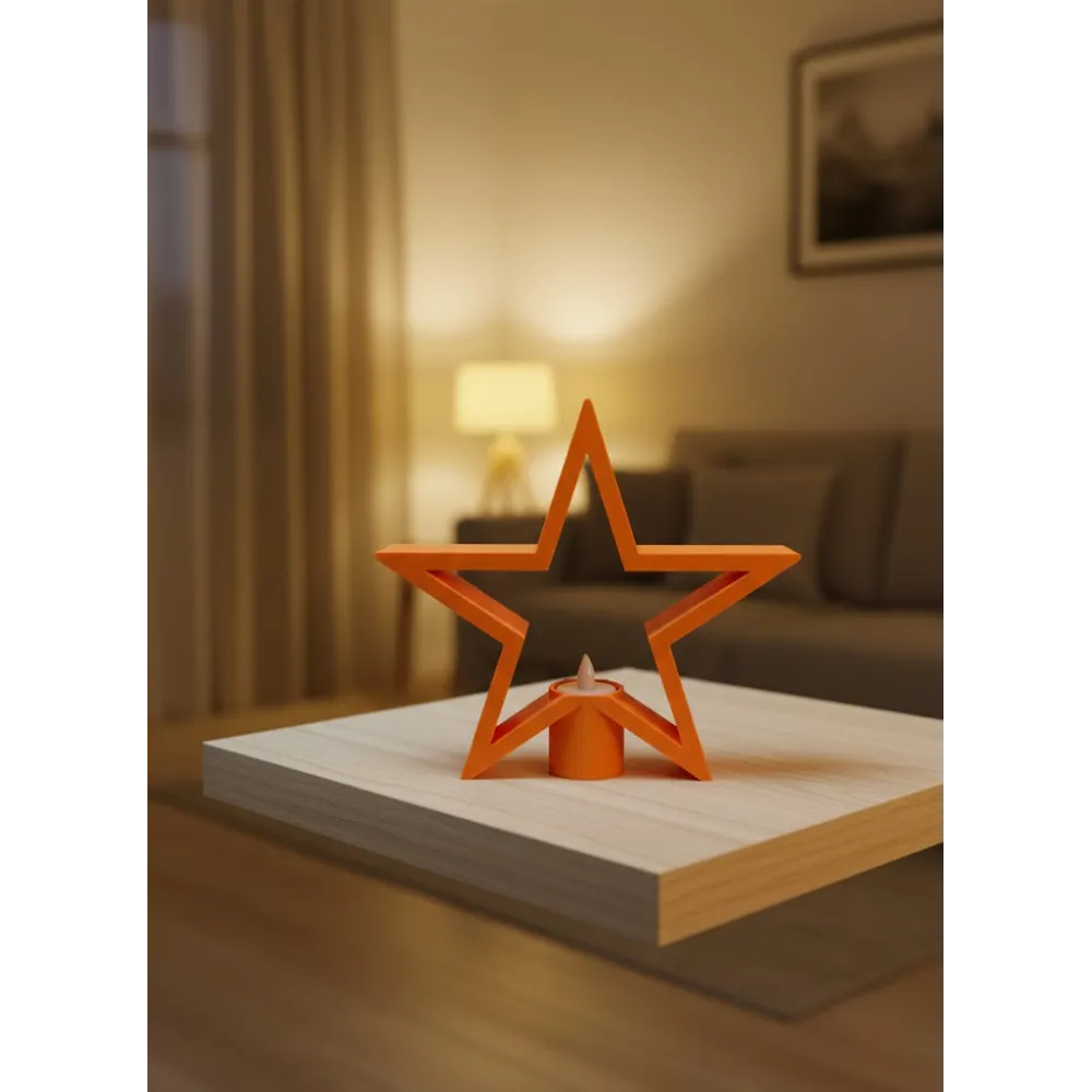 Turuncu Yıldız Mumluk Loş Işık Salon Dekoru