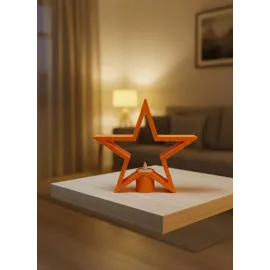 Turuncu Yıldız Mumluk Loş Işık Salon Dekoru