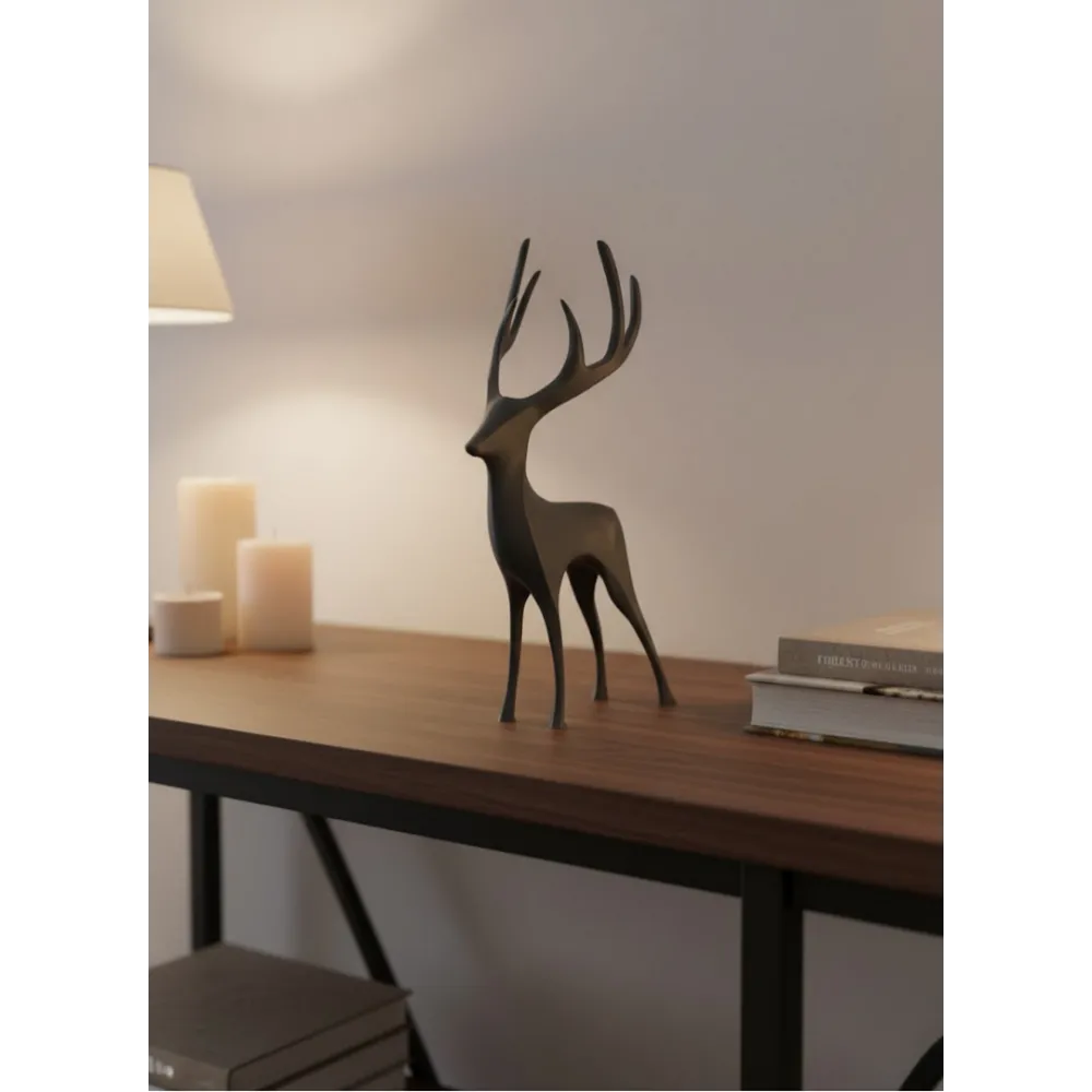 Gri Geyik Biblo Minimal Tasarım Şık Ev Aksesuarı
