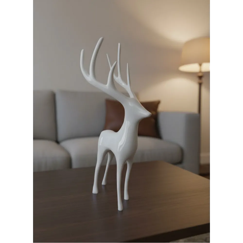 Geyik Figürü Beyaz