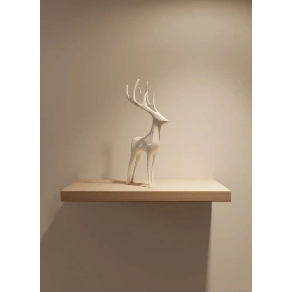 Geyik Figürü Beyaz Modern Salon Ve Raf Dekoru