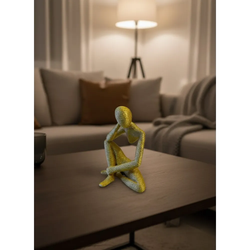 Minimal Sarı İnsan Figürü Biblo Ev Ve Ofis Dekoru