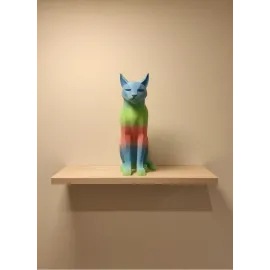 Pastel Rainbow Kedi Figürü Masa Ve Raf Üstü Ev Dekorasyonu