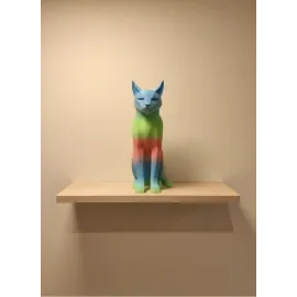 Pastel Rainbow Kedi Figürü Masa ve Raf Üstü Ev Dekorasyonu