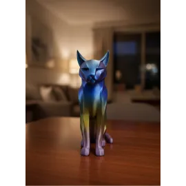 Rainbow Renkli Kedi Biblosu Dekoratif Masa ve Raf Süsü