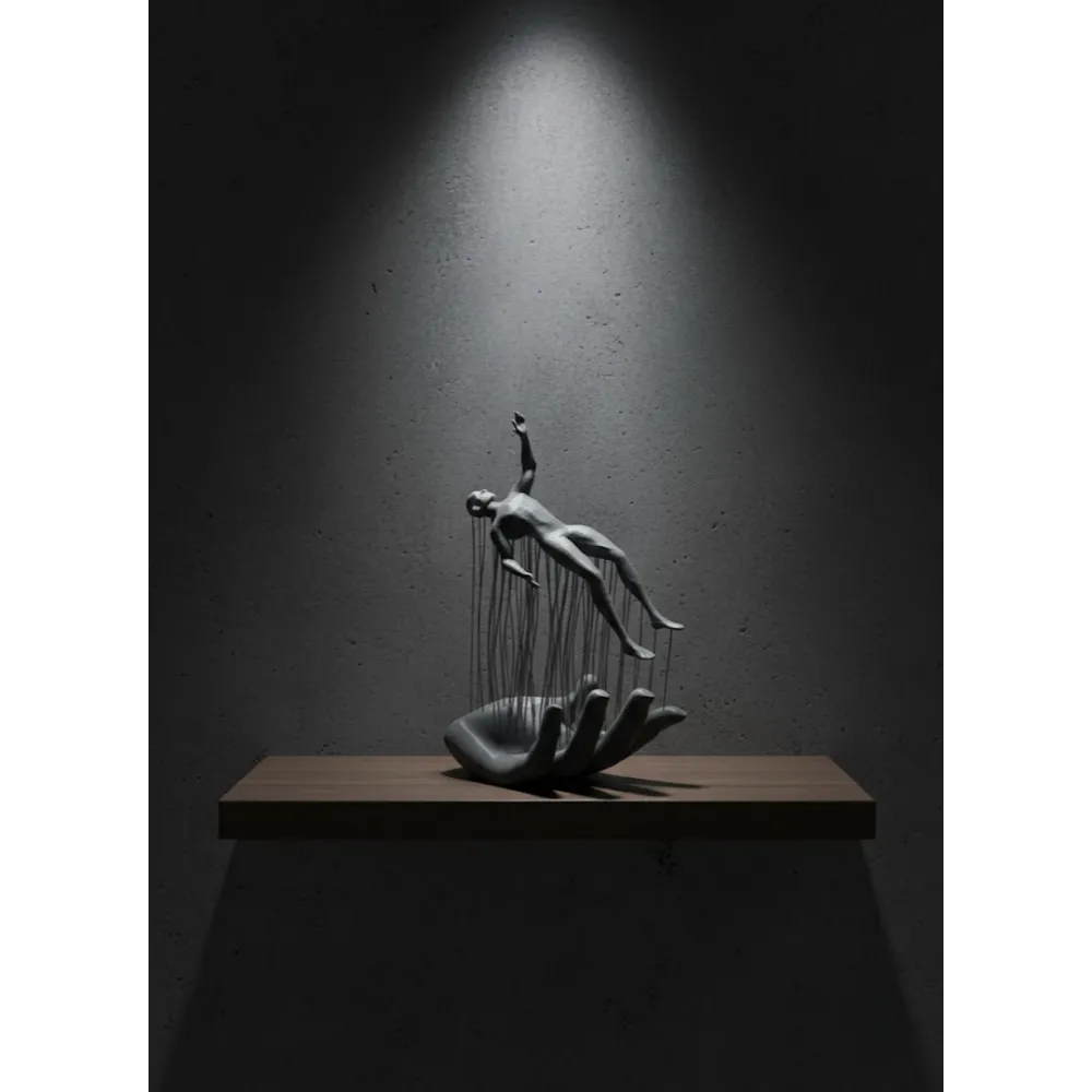 Gri El İnsan Figürü Minimal Ve Anlamlı Dekoratif Biblo Modern Ev Dekorasyonu