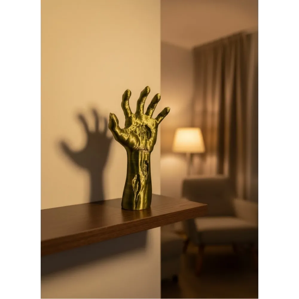 Sanatsal El Formu Heykel Altın Yeşil Tasarım Hediyelik Dekor