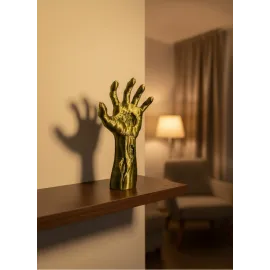 Sanatsal El Formu Heykel Altın Yeşil Tasarım Hediyelik Dekor