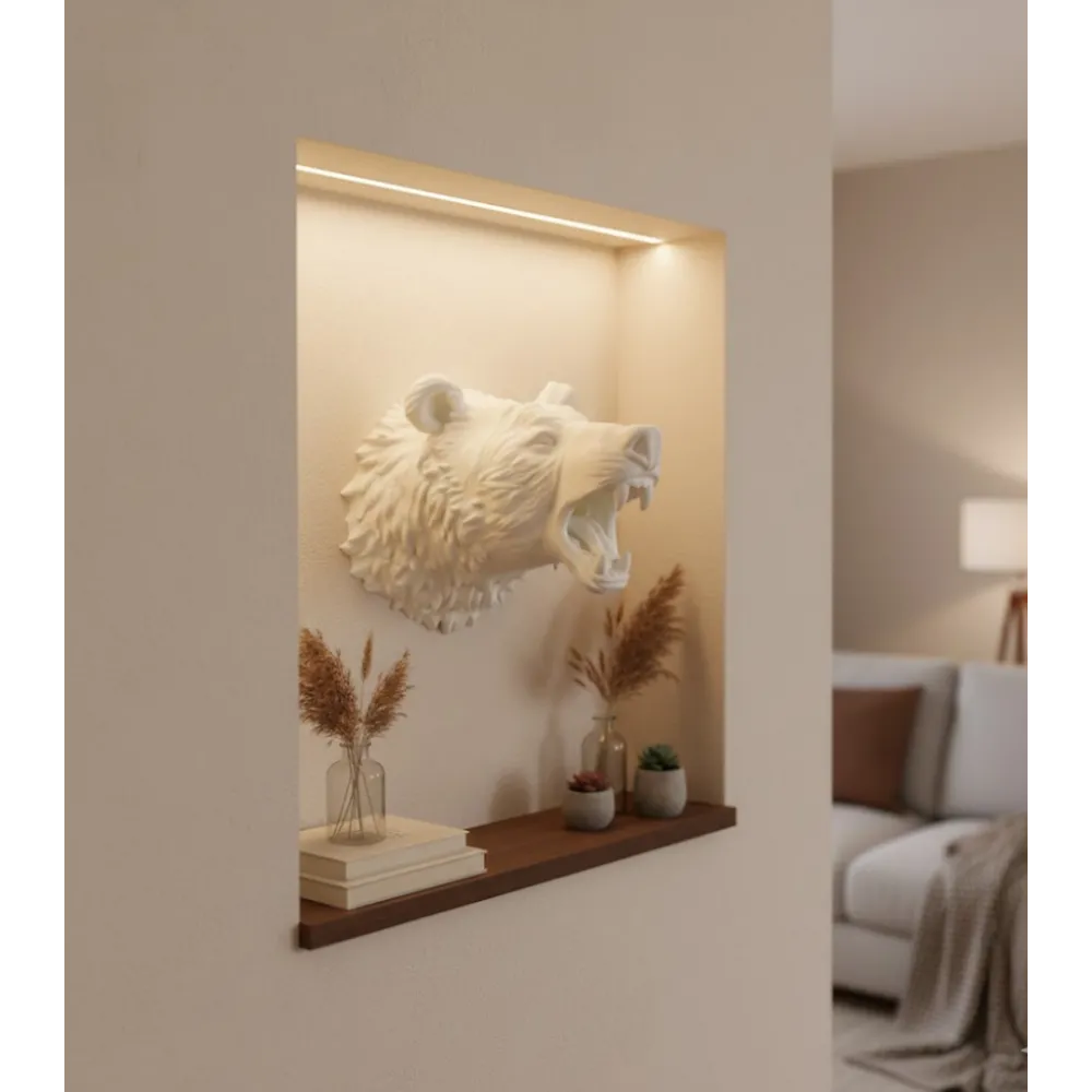 Dekoratif Beyaz Ayı Duvar Heykeli Asılabilir Hediyelik 25X19 Cm