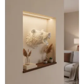 Dekoratif Beyaz Ayı Duvar Heykeli Asılabilir Hediyelik 25X19 Cm