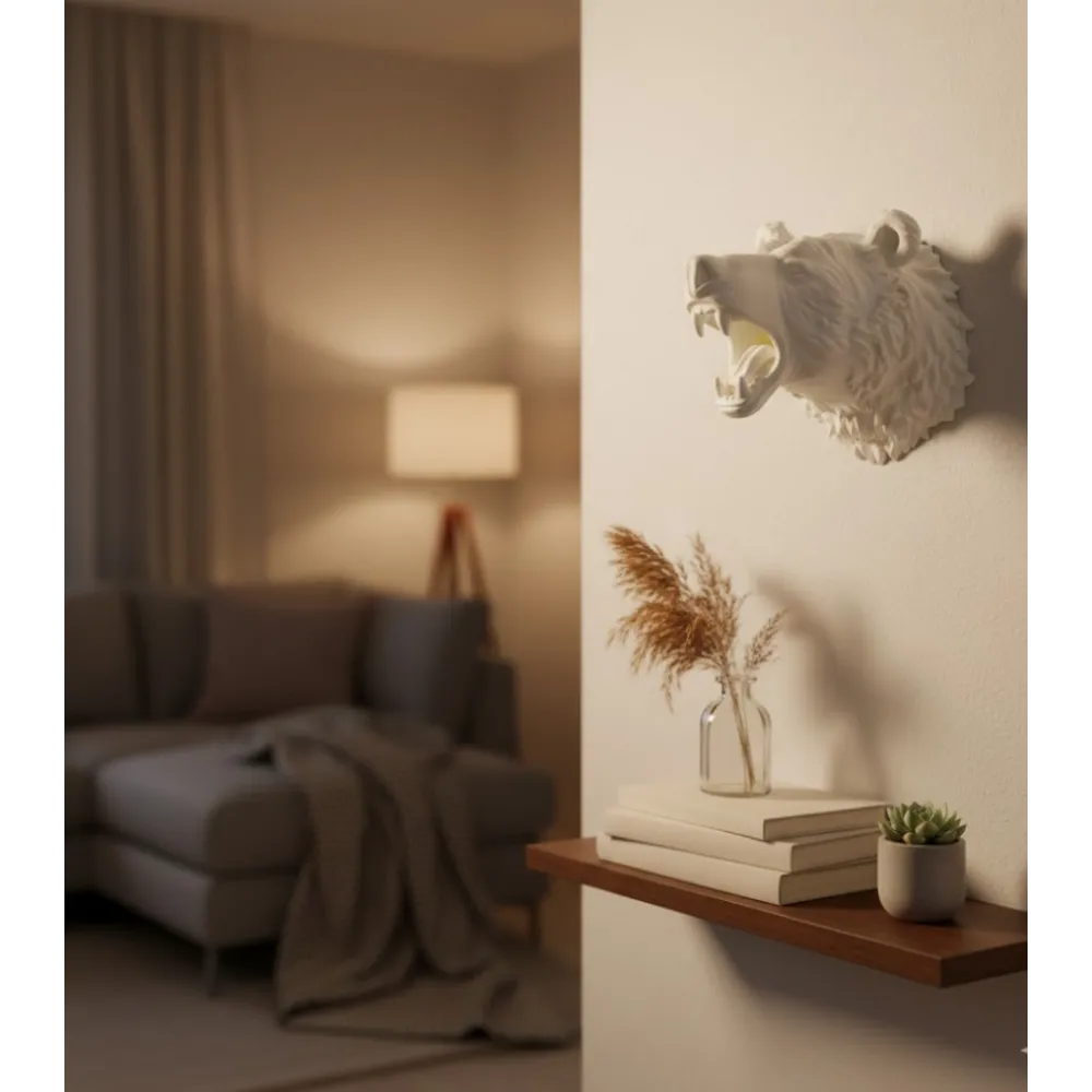 Krem Ayı Figürü Duvar Süsü Asılabilir Hediyelik Dekoratif 25X19 Cm