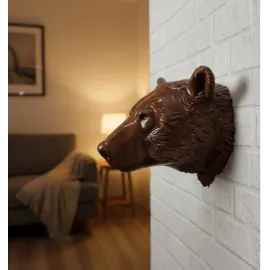 Dekoratif Ayı Duvar Heykeli Asılabilir Hediyelik 25X19 Cm