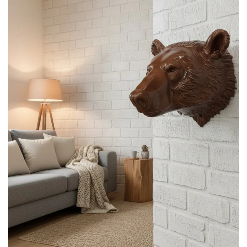 Ayı Başı Duvar Dekoru Modern Asılabilir Heykel 25X19 Cm