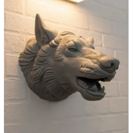 Kurt Başı Duvar Aksesuarı Gri Renk Asılabilir Hediyelik Figür