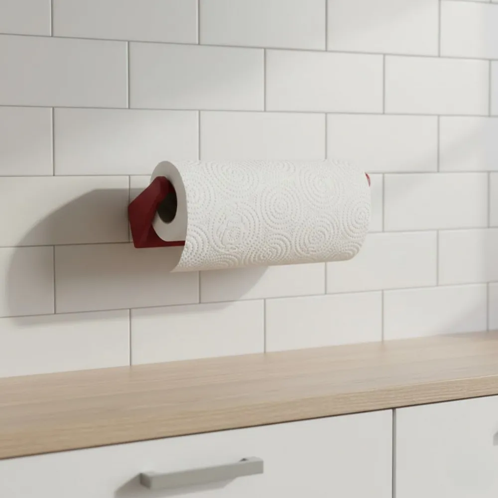 Kırmızı Peçete Tutucu Dayanıklı Duvar Tipi Kağıt Havlu Askısı